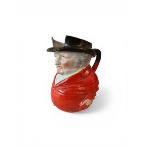 Royal Bayreuth Bavaria Red Coat Toby Jug Character Pitcher Antique Porcelain 7’’